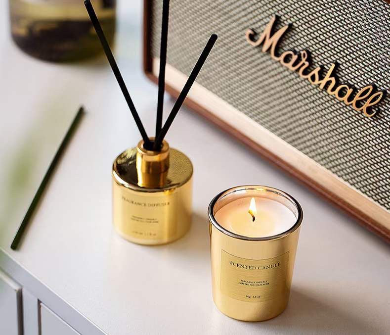 Gold Candle and Diffuser Gift Set