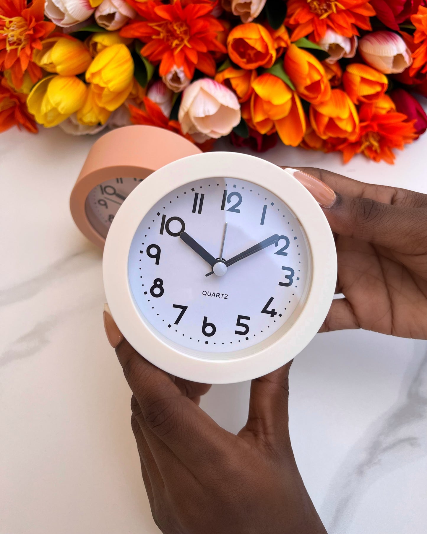 Round Bedside Clock (White)