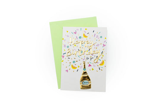Mini birthday card (champagne)