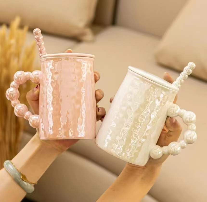 Long Beaded Handle Mug