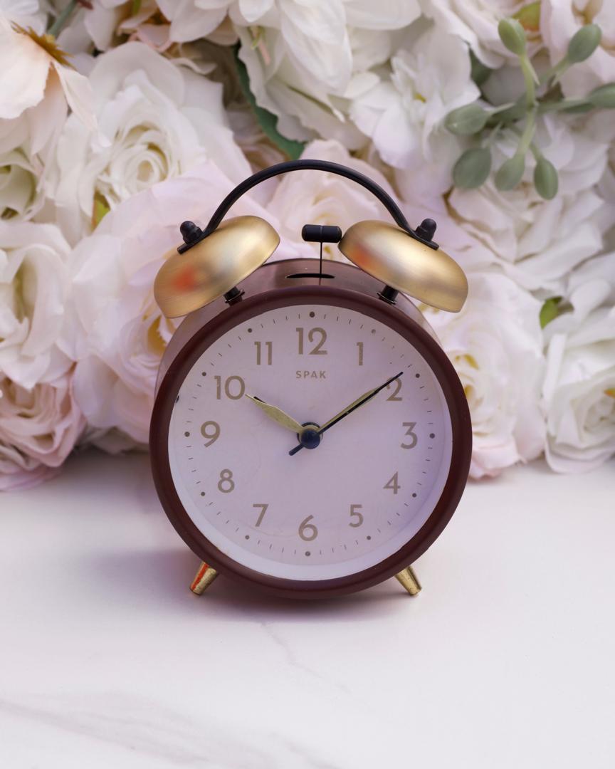 Gold bell clock (burgundy)