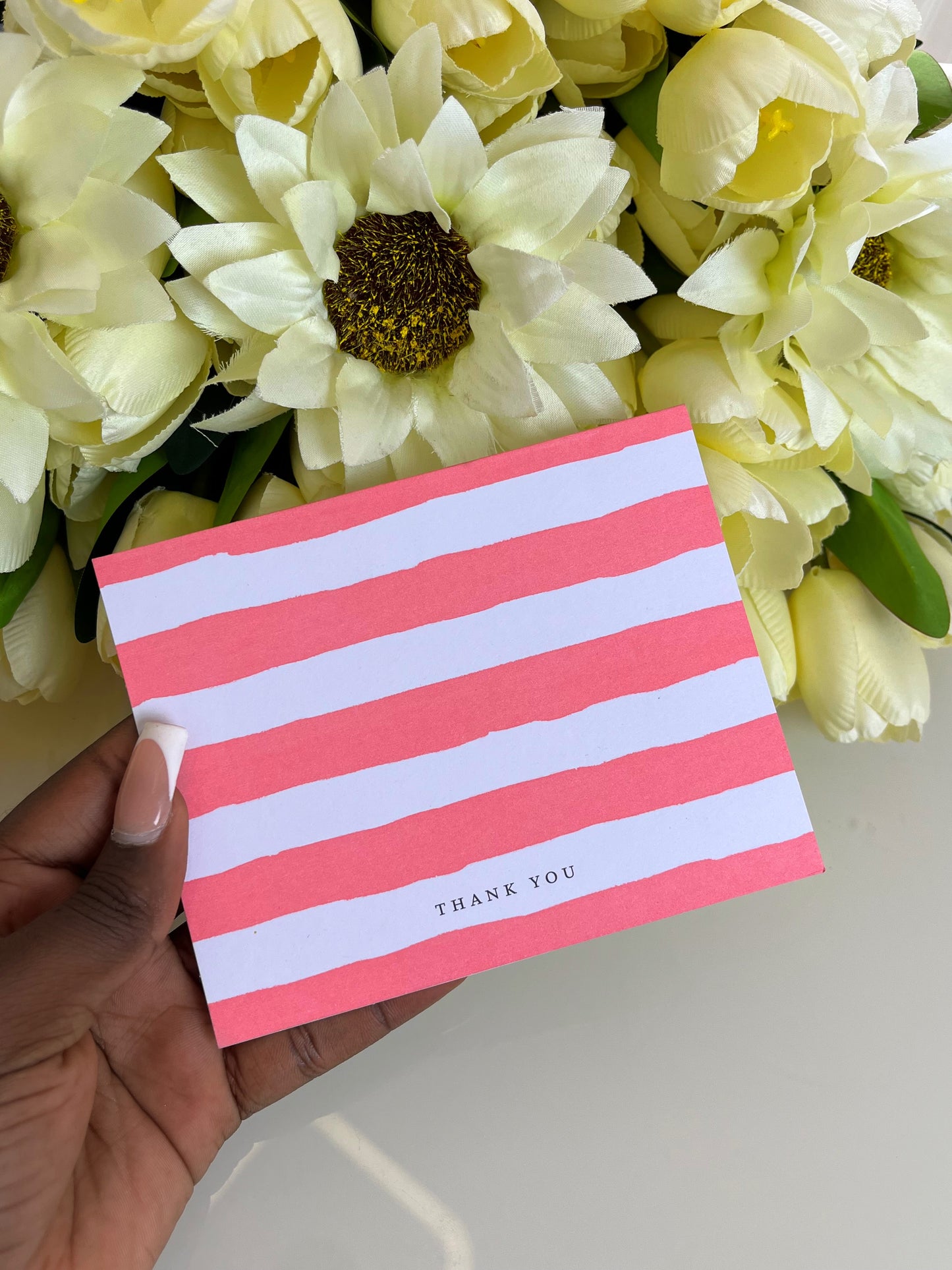 Thank you striped card (Pink)