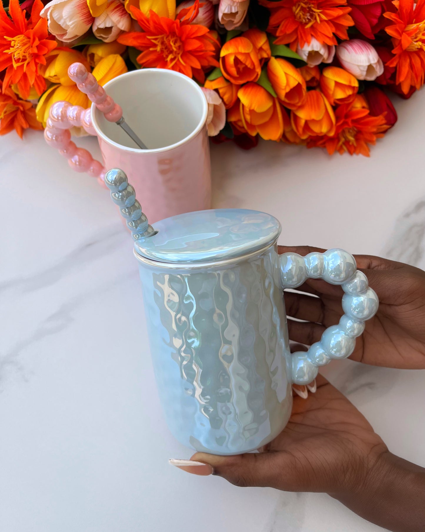 Beaded Handle Mug (Blue)