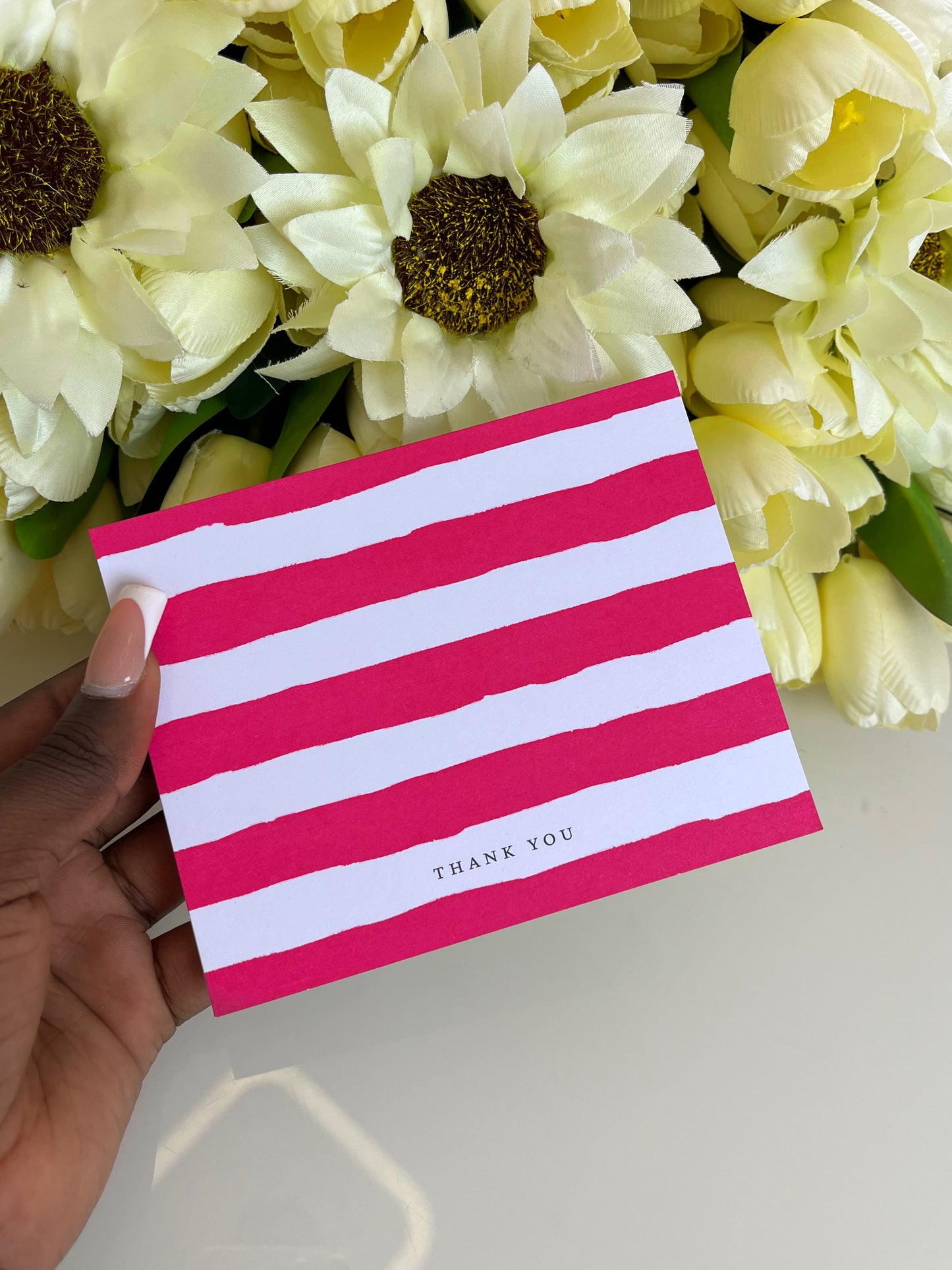 Thank you striped card (Hot pink)