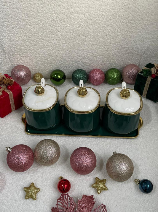 Porcelain sugar bowl set