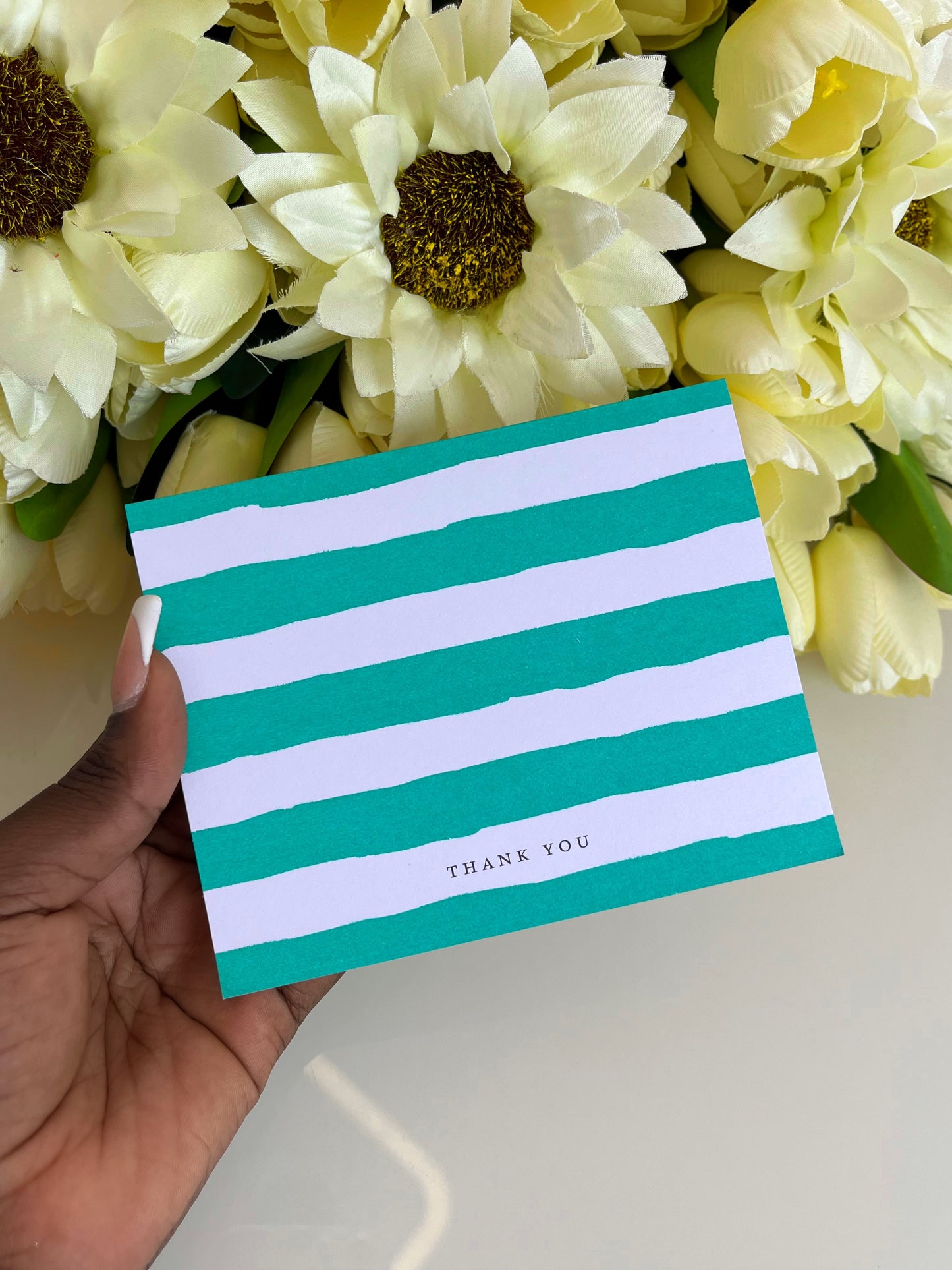 Thank you striped card (Turquoise)
