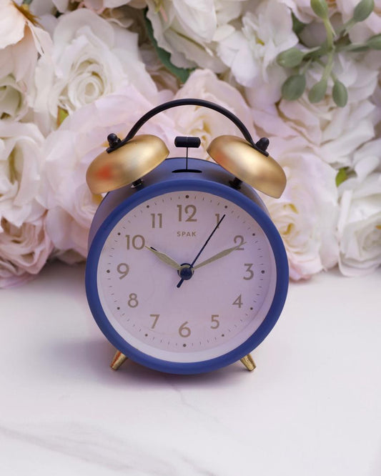 Gold bell clock (blue)