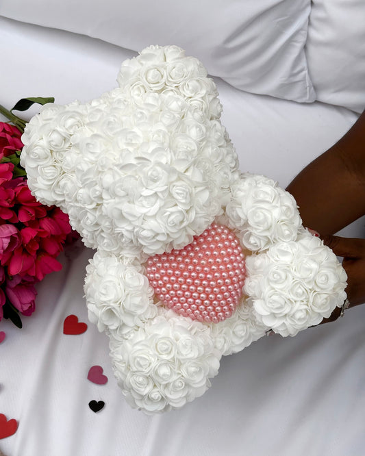 Rose Teddy Bear (White)