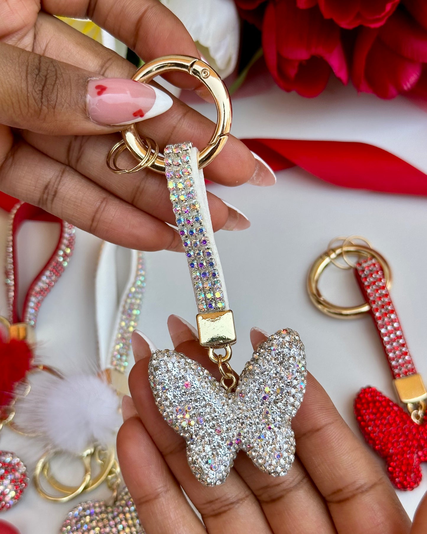 Diamond Butterfly Keyholder (White)