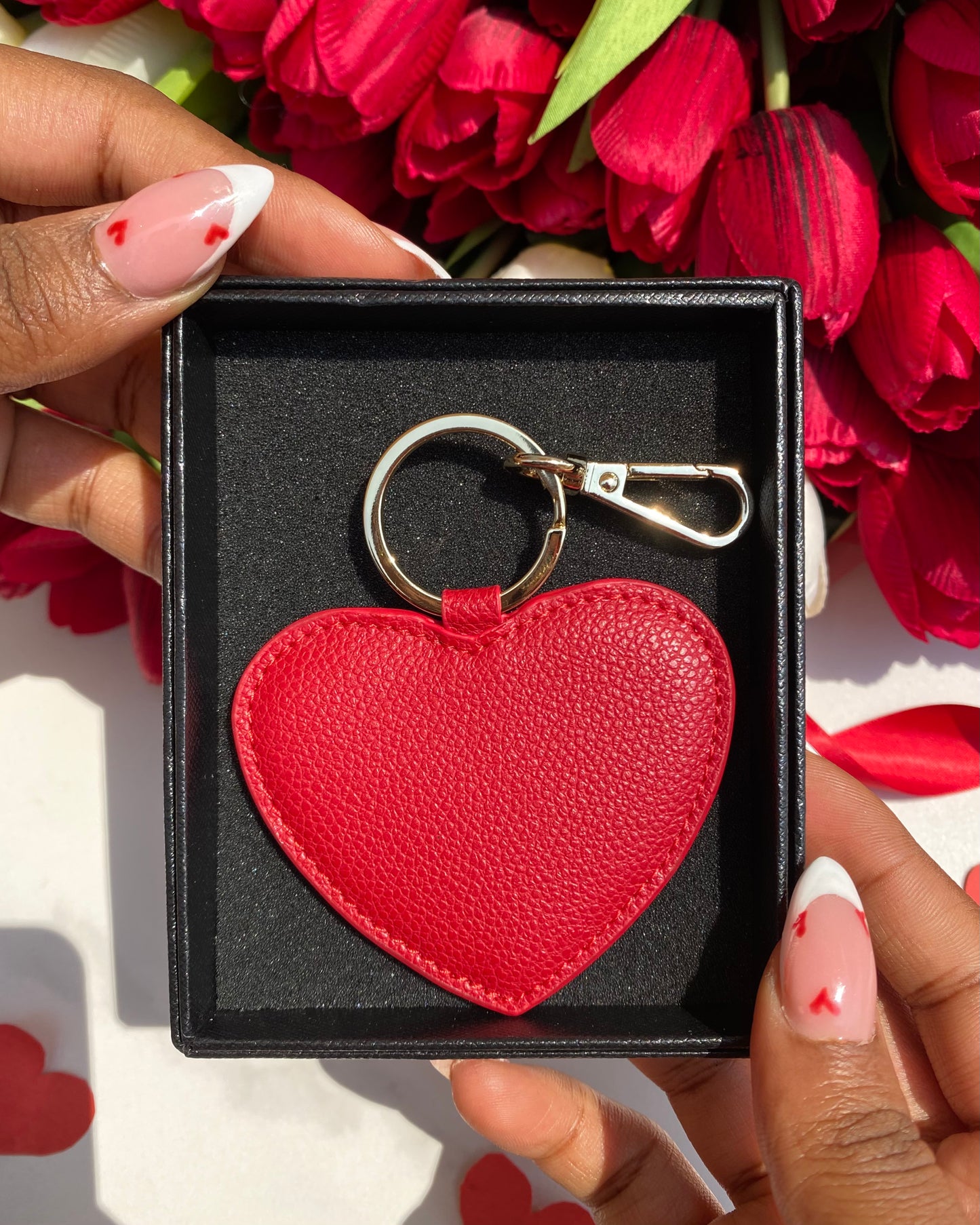 Leather Heart Keyholder (Dark Red)