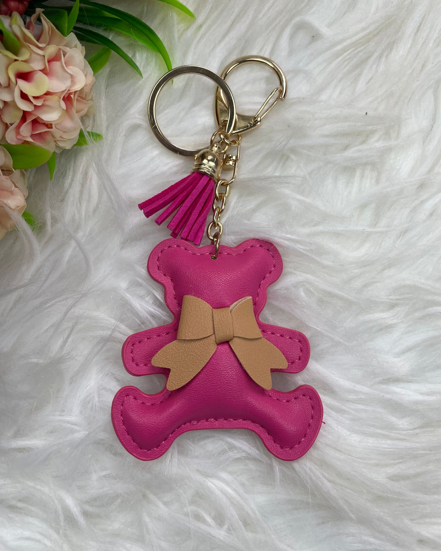 Teddy Tassel Keyholder (Hot pink)