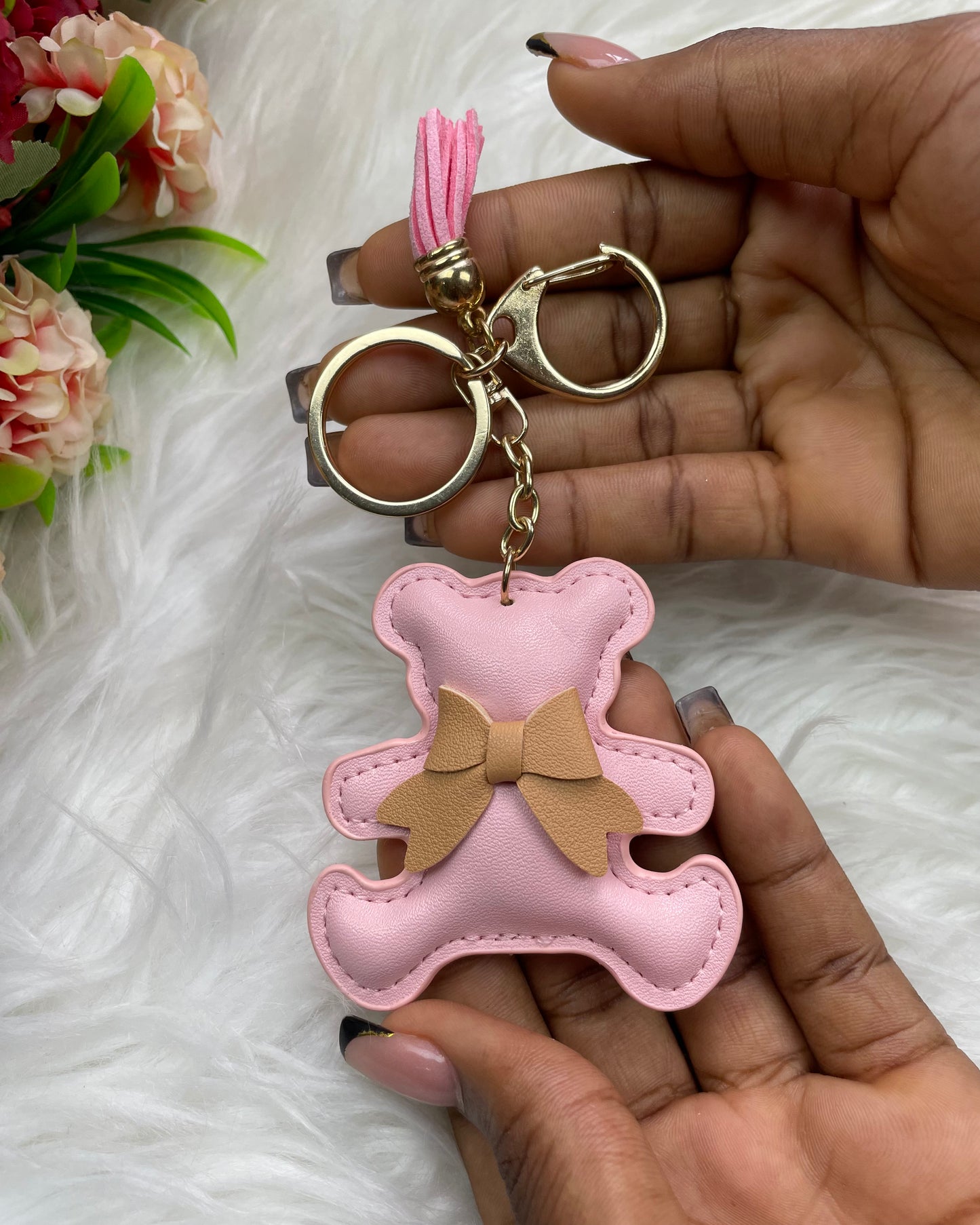 Teddy Tassel Keyholder (Light pink)
