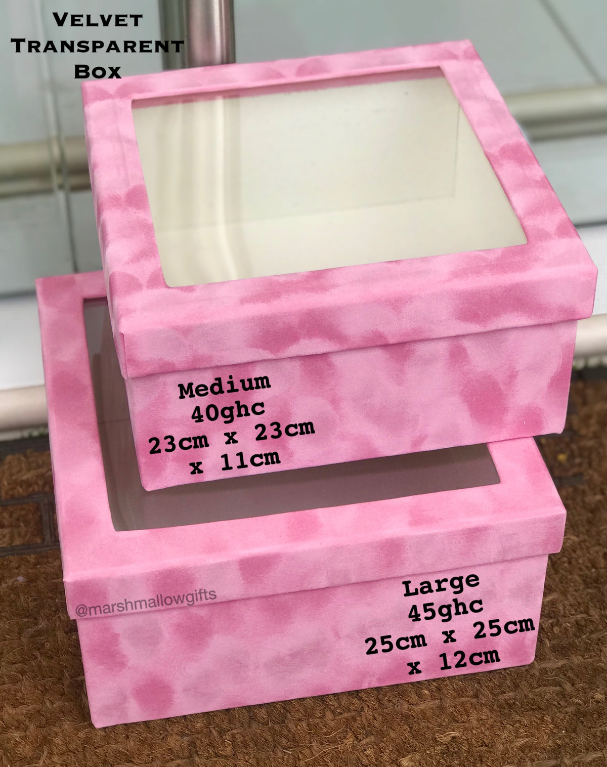 Velvet pink transparent top box