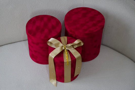 Round Red Velvet Box - Red