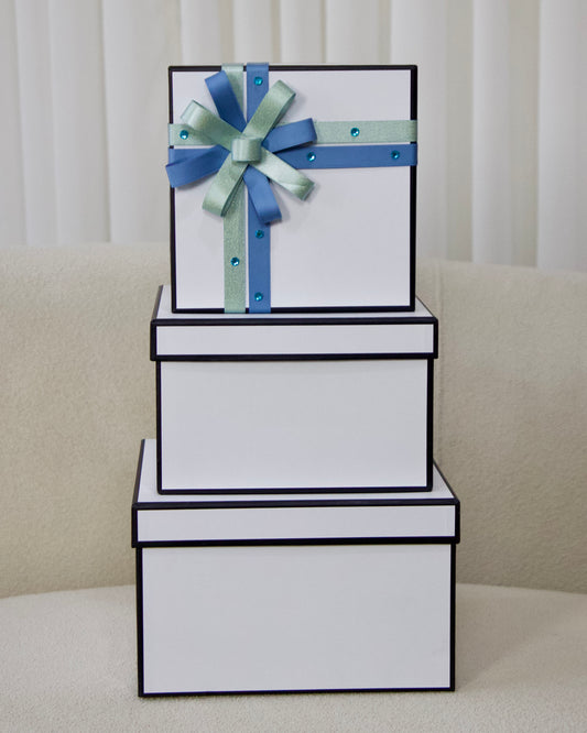 Square Bow Box - White