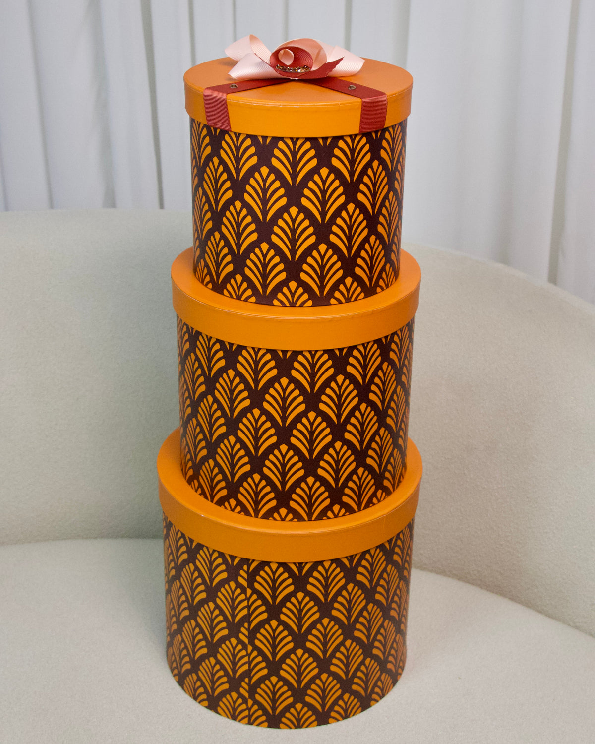 Orange Round Feather Box