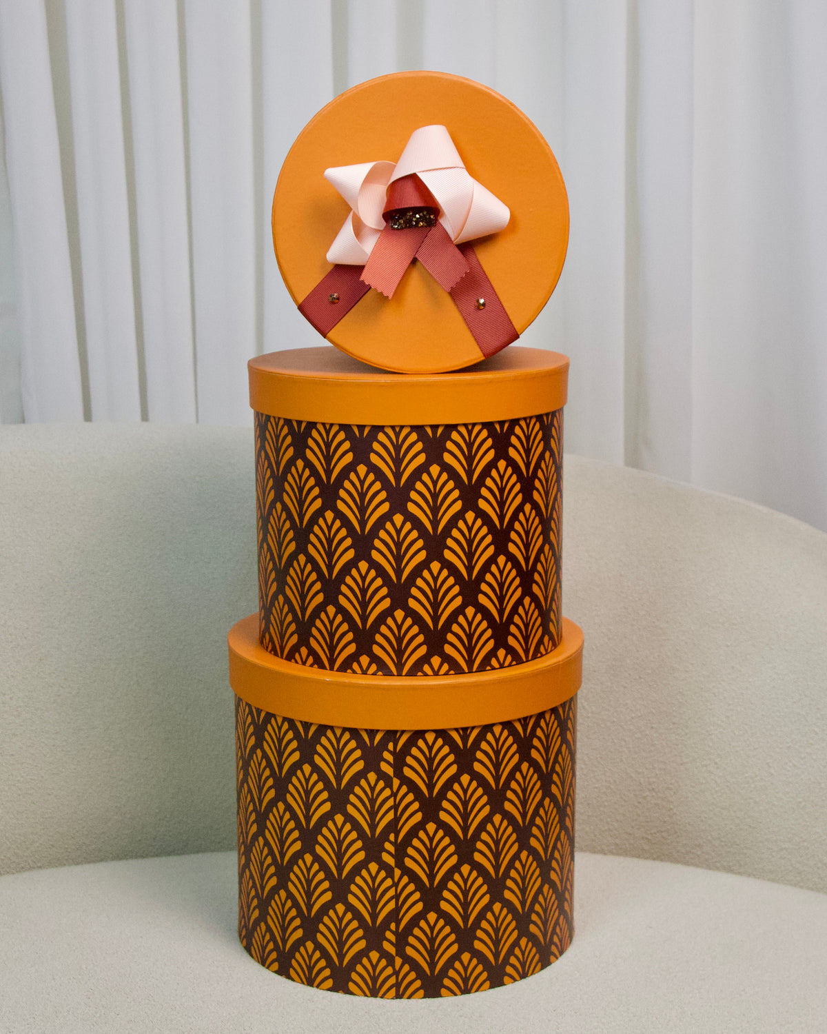 Orange Round Feather Box