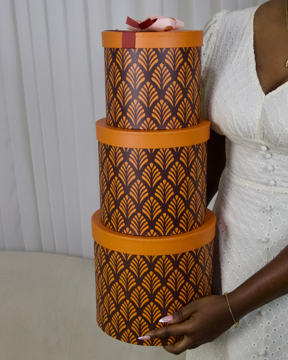 Orange Round Feather Box