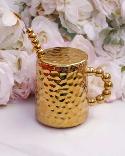 Golden beaded handle mug (All gold)