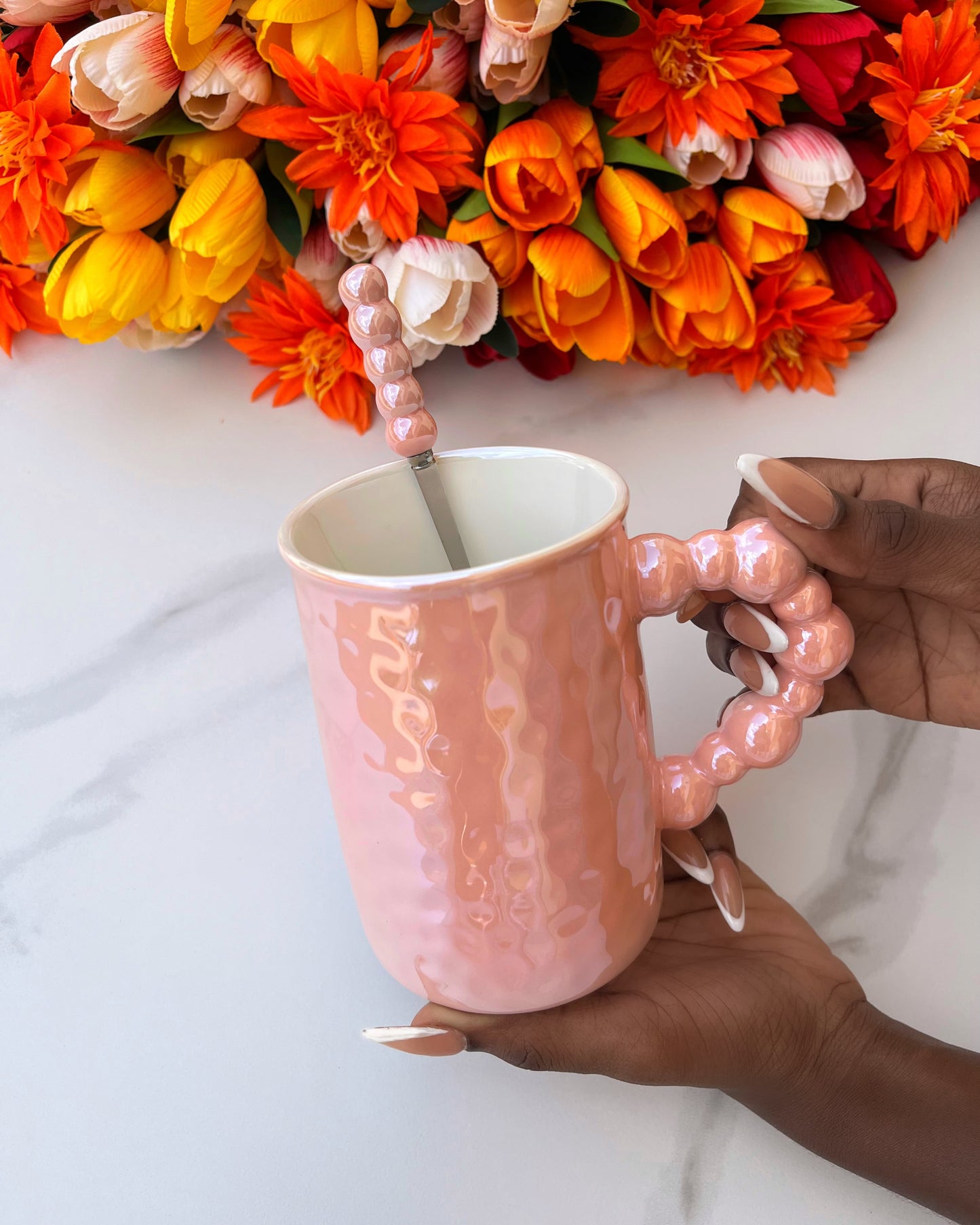 Beaded Handle Mug (Pink)