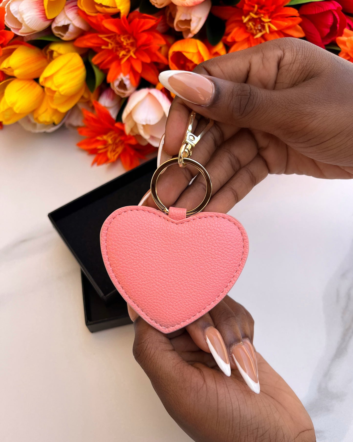 Leather Heart Keyholder (Peach)