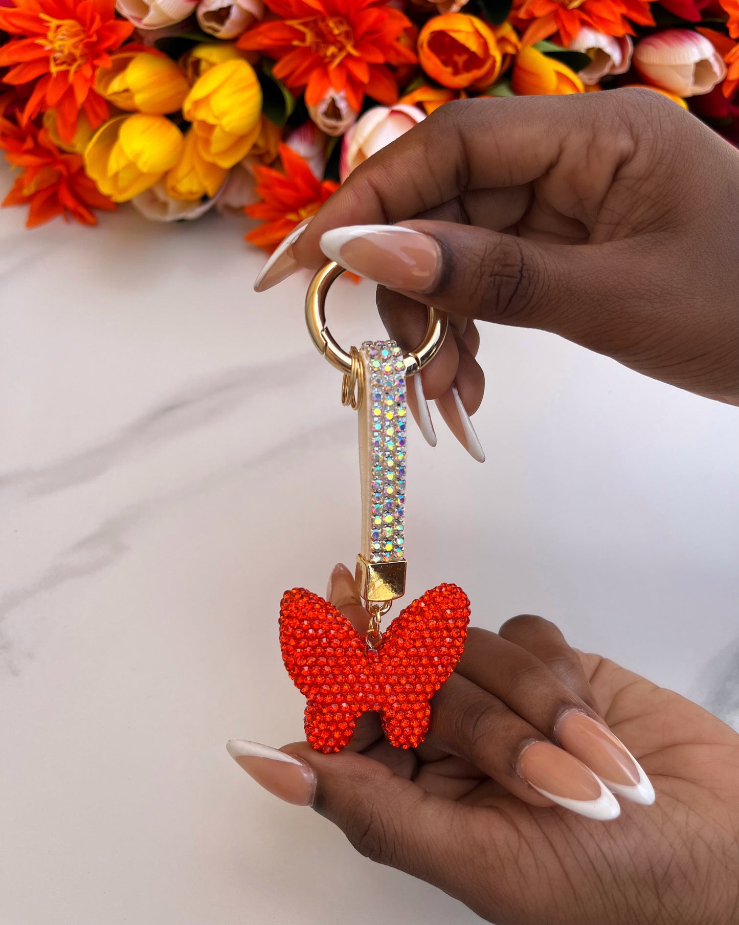 Diamond Butterfly Keyholder (Orange)