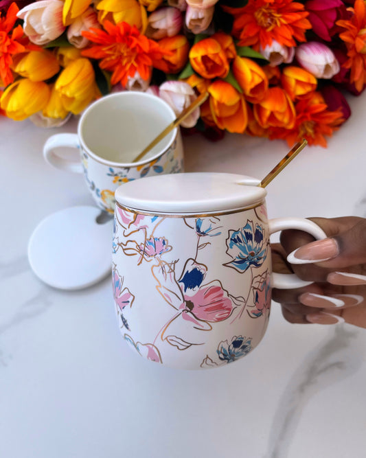 Floral Mug (Blue leaves)