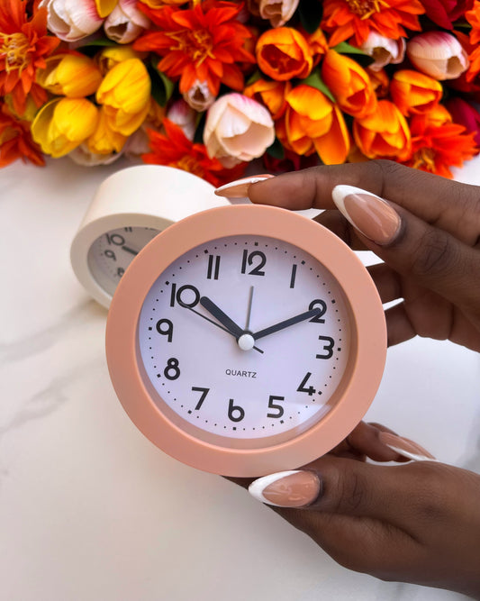 Round Bedside Clock (Peach)