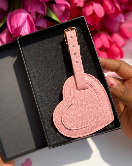 Leather Heart Luggage Tag (Pink)