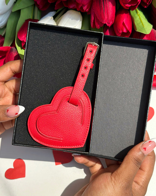 Leather Heart Luggage Tag (Red)