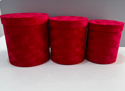Round Red Velvet Box - Red