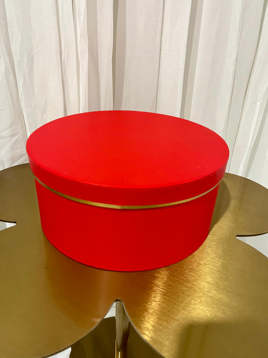 Round Wide Metallic Edge Box - Red