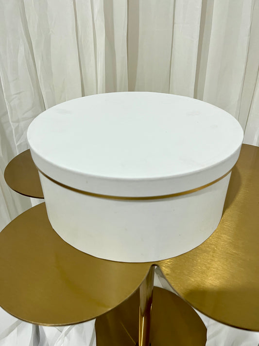 Round Wide Metallic Edge Box - White