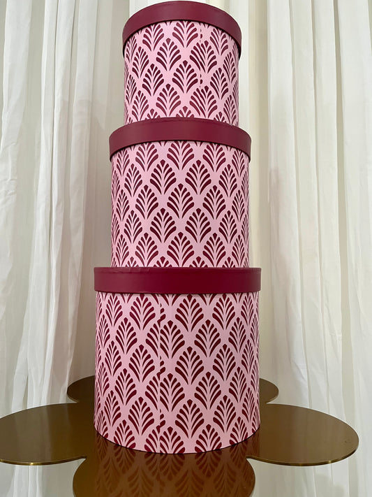 Round Feather Box - Burgundy