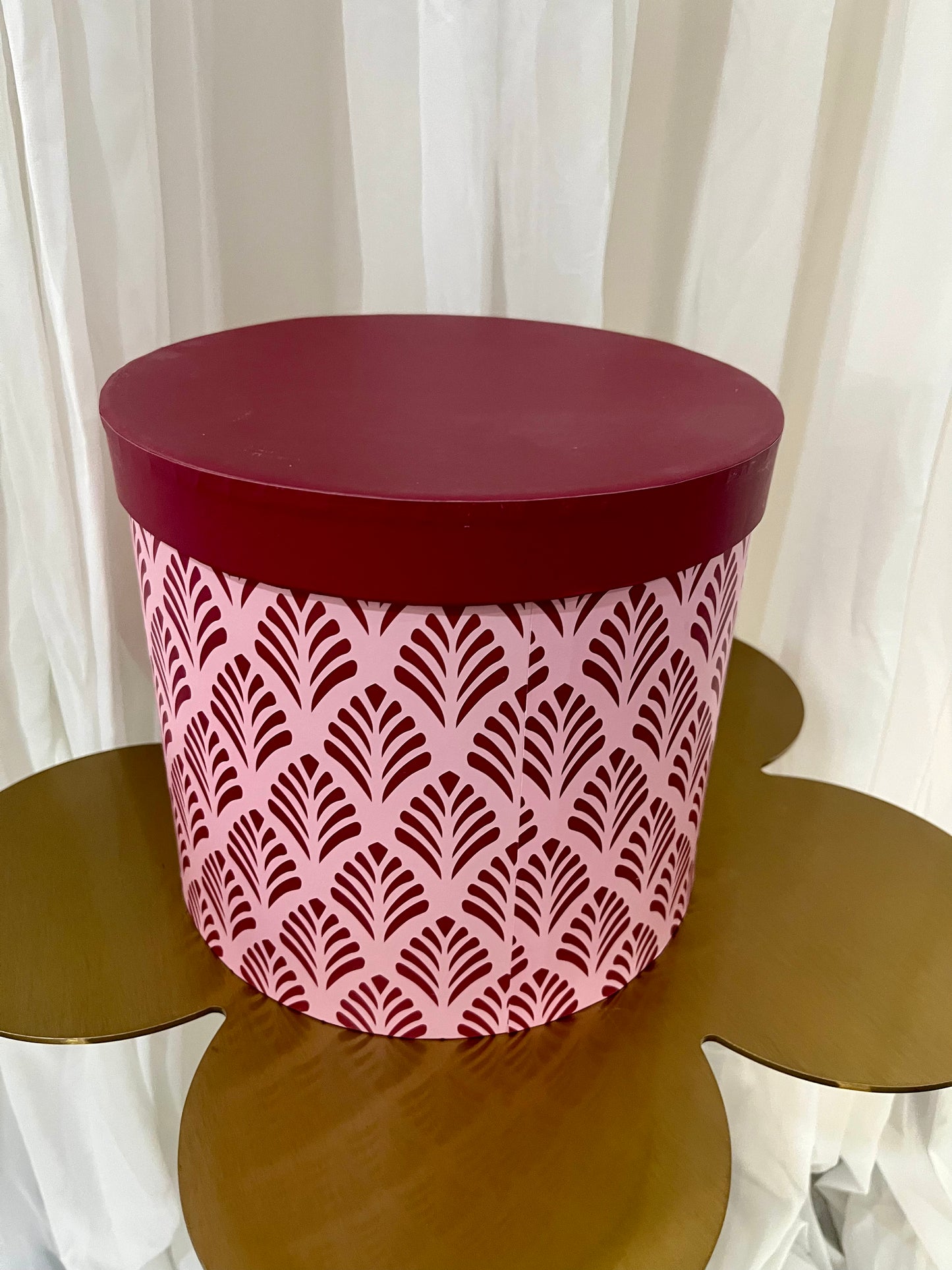 Round Feather Box - Burgundy