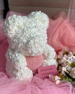 Rose Teddy Bear (White)