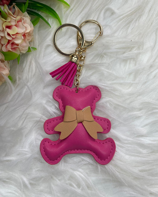 Teddy Tassel Keyholder (Hot pink)