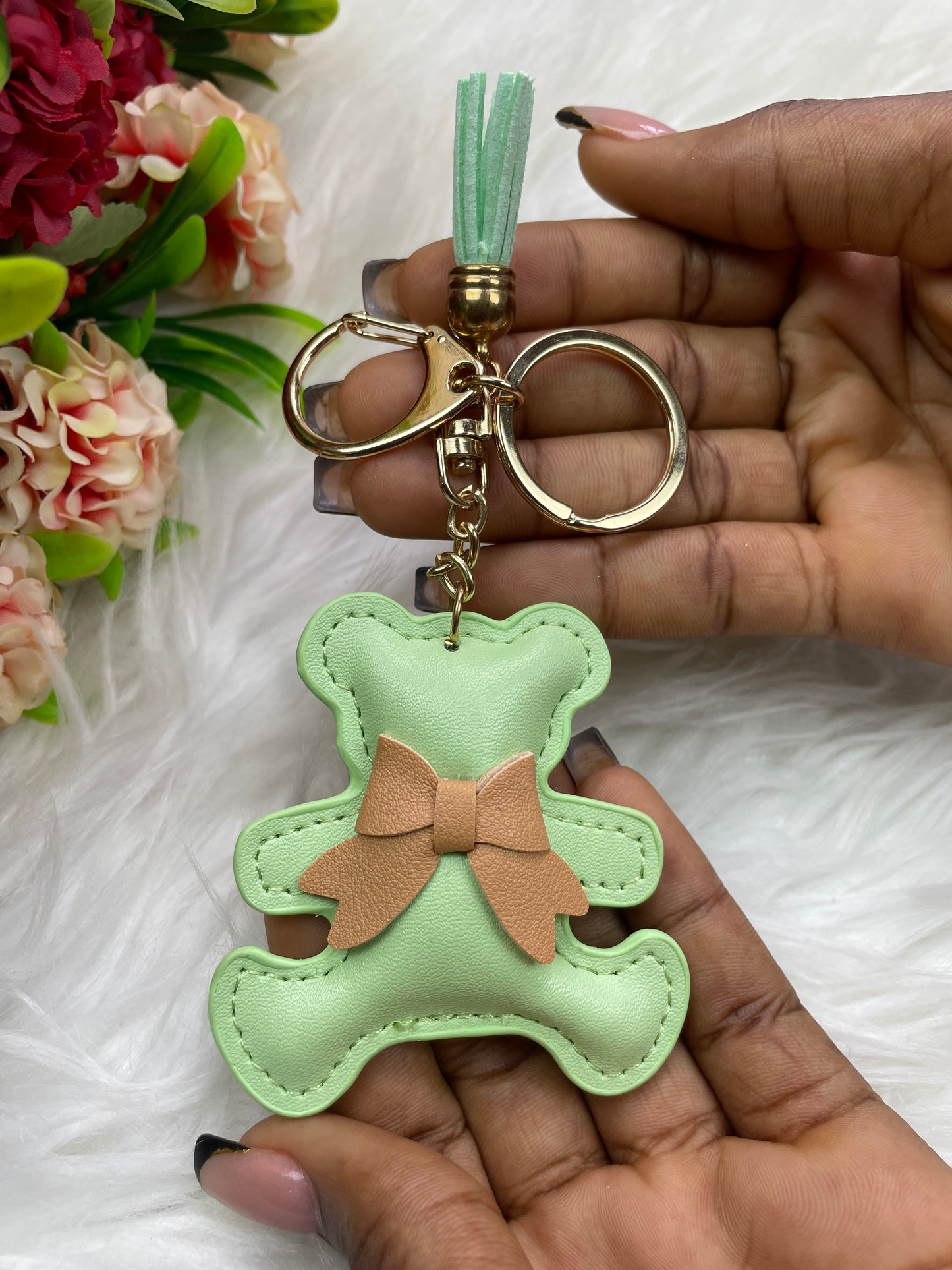 Teddy Tassel Keyholder (Mint green)