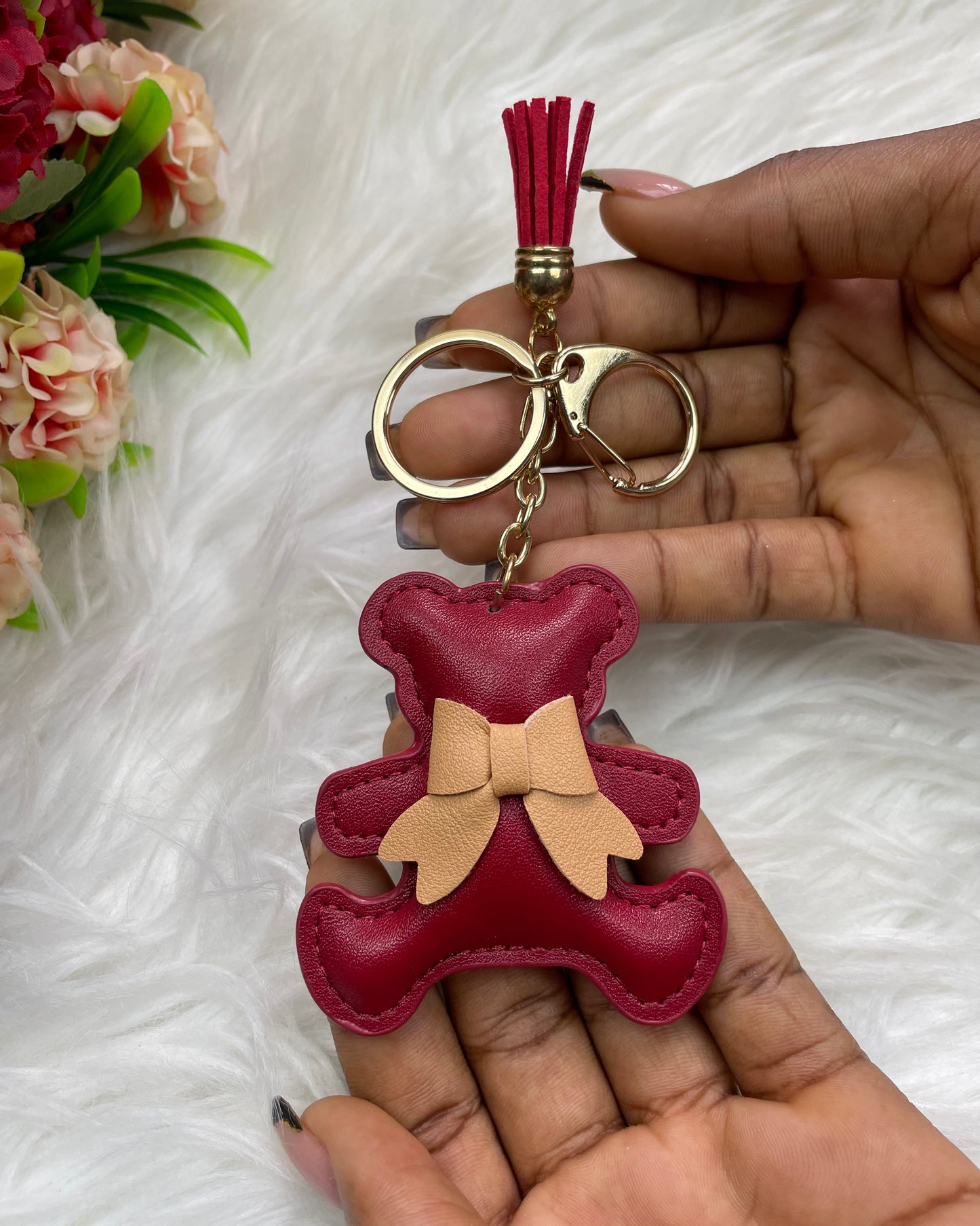 Teddy Tassel Keyholder (Burgundy)