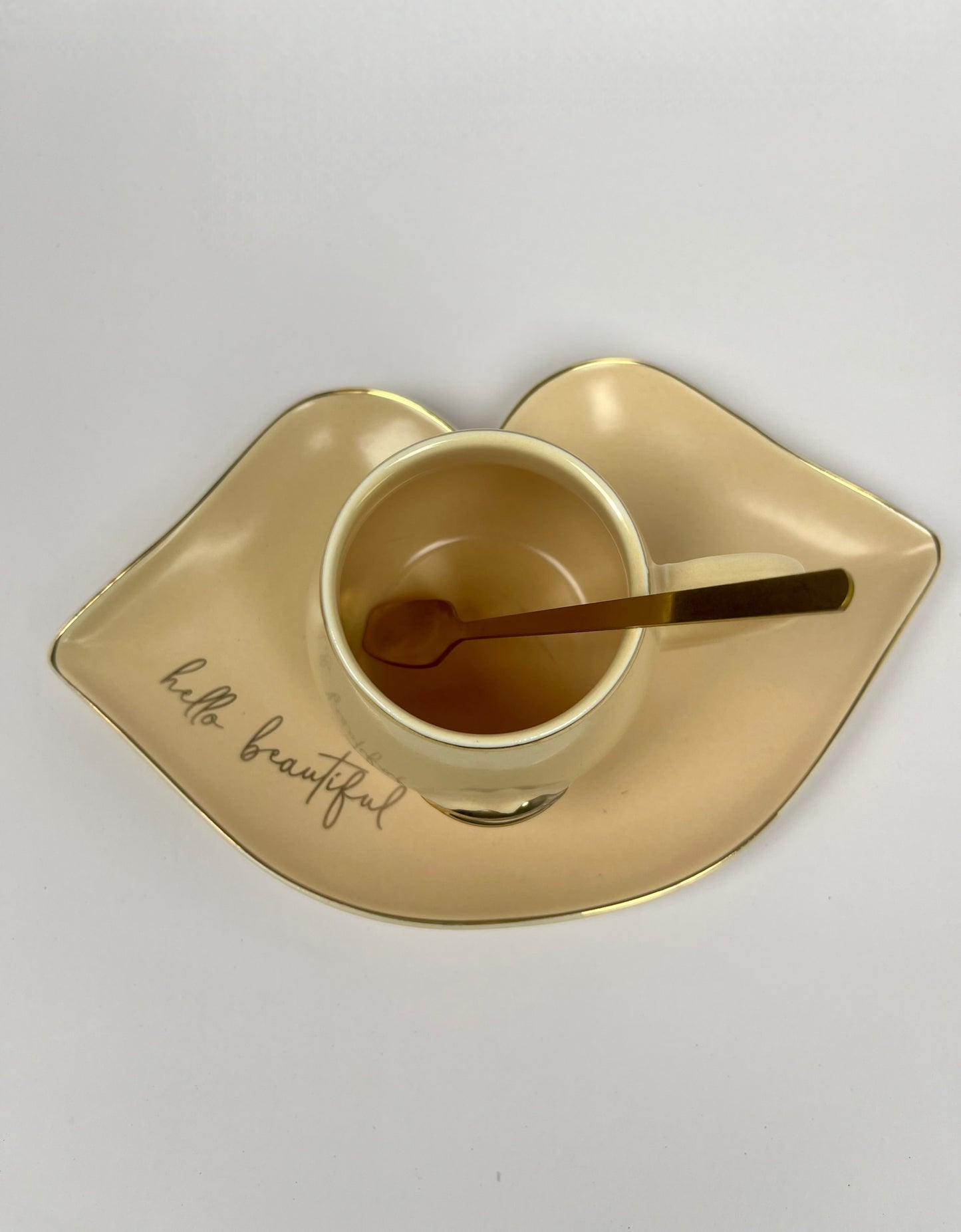 Lip Mug and Saucer (Cream)