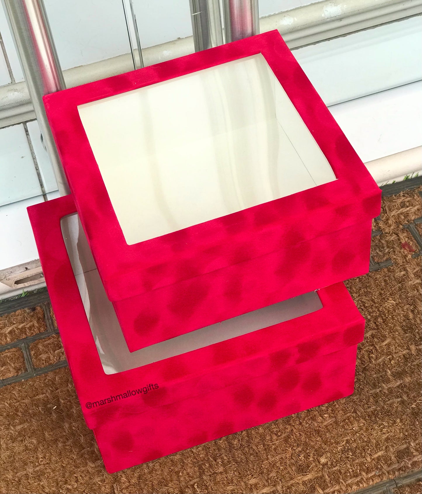 Velvet red transparent top box