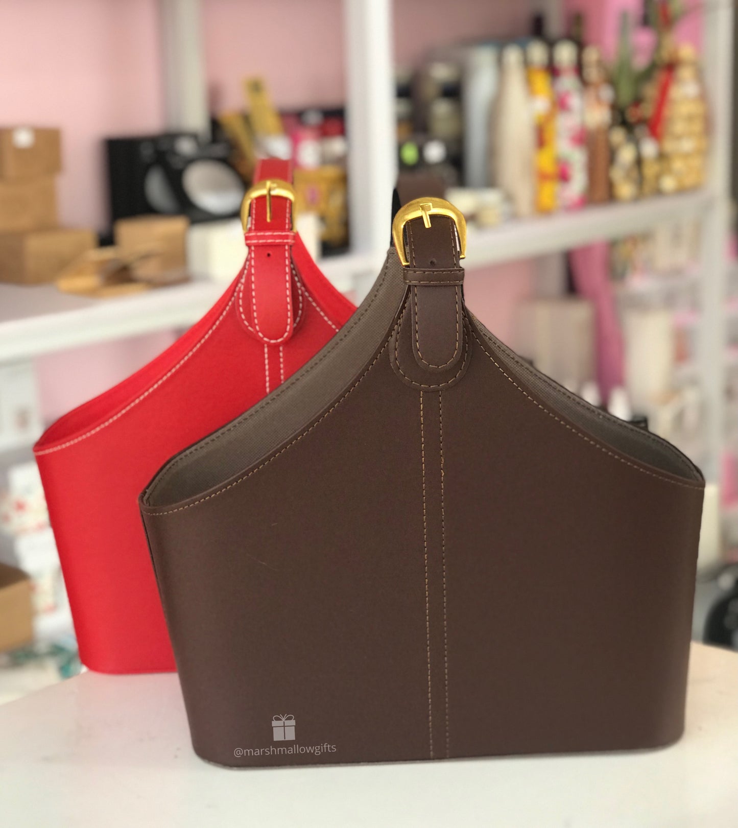 Leather Basket with handle