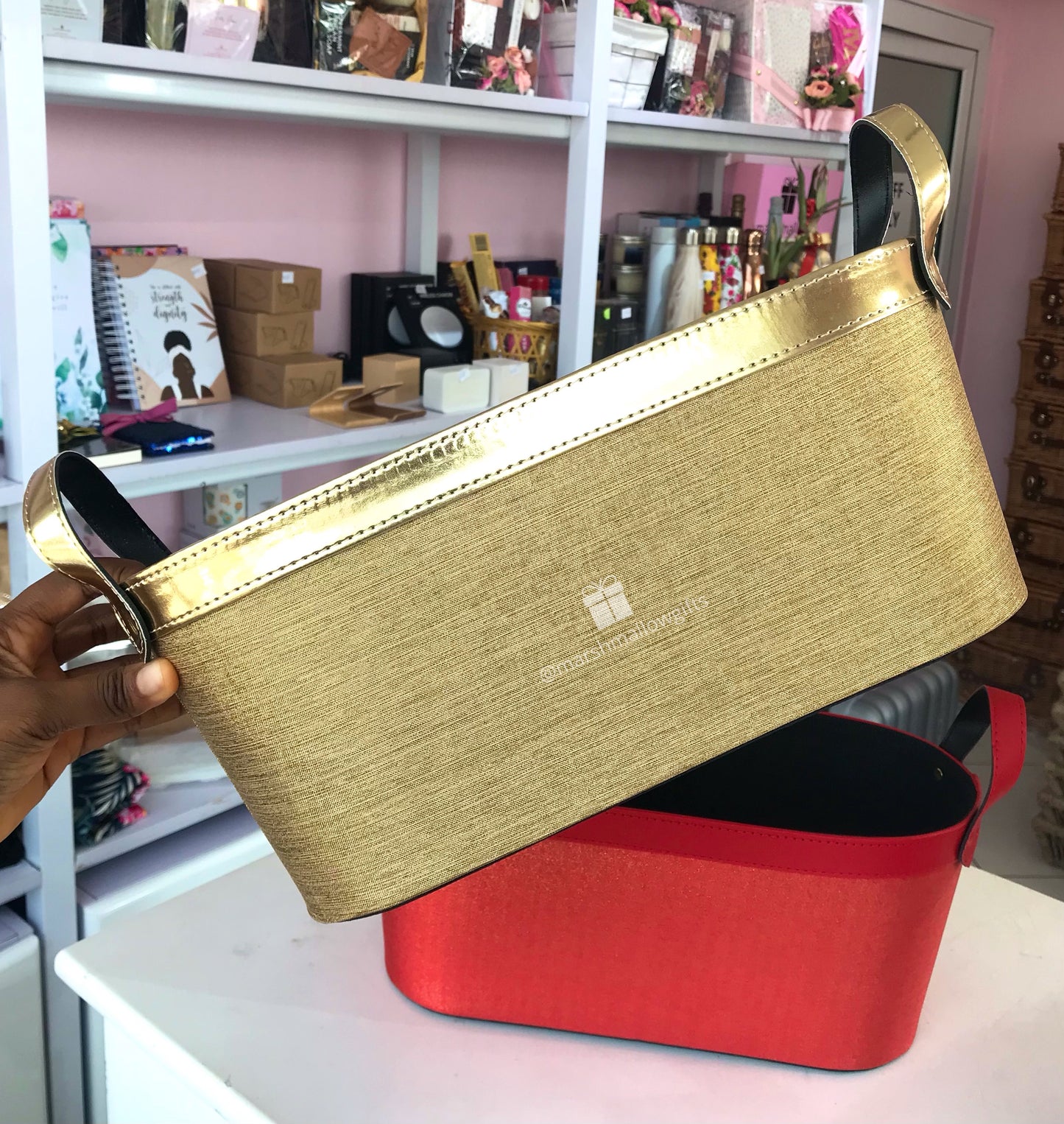 Glitter Leather Basket