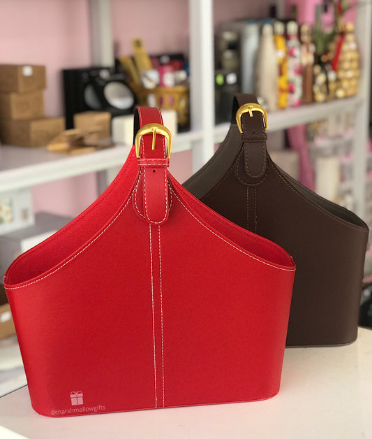 Leather Basket with handle