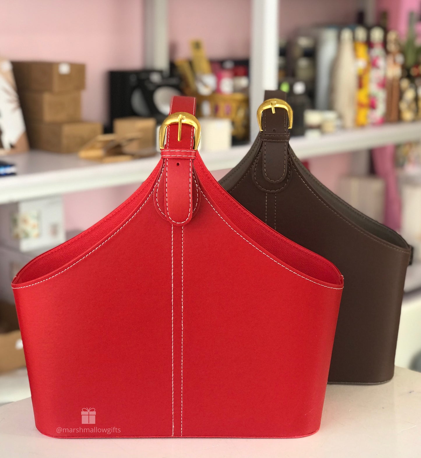 Leather Basket with handle