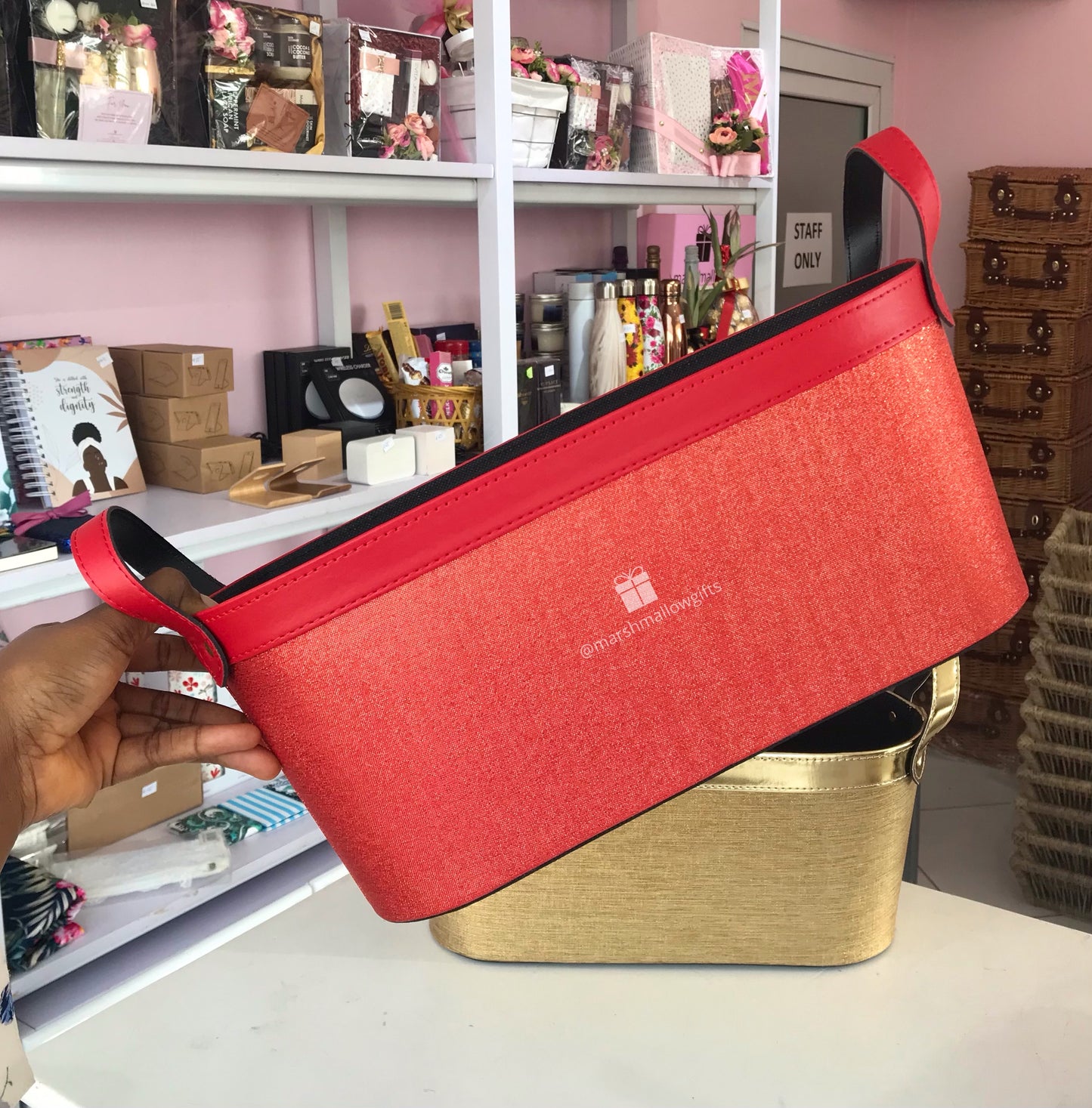 Glitter Leather Basket
